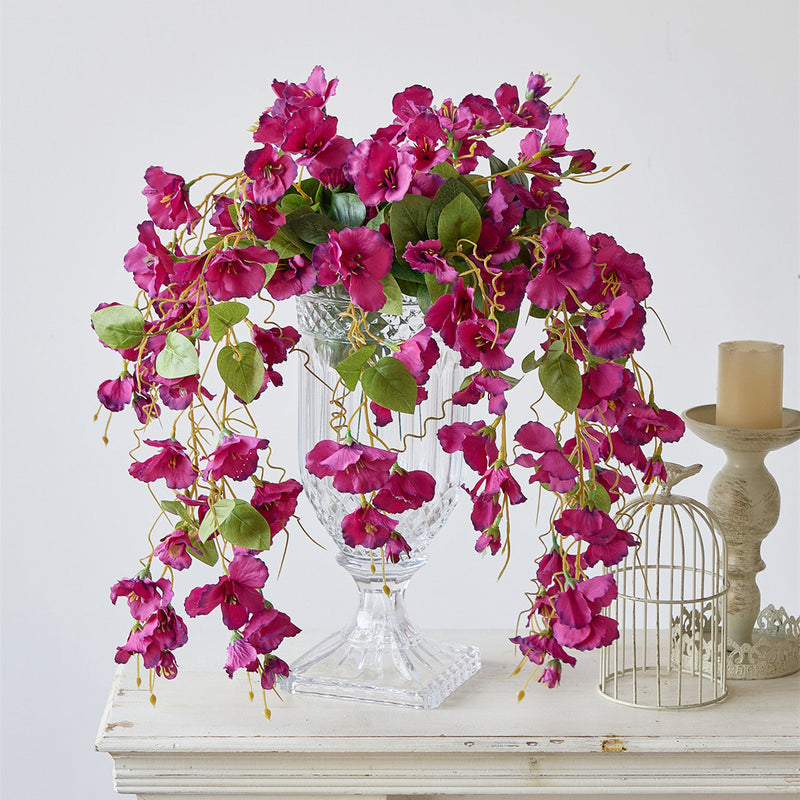2 Pcs Artificial Hibiscus Weeping Hanging Flowers UV Resistant for Outdoors