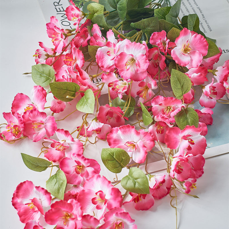 2 Pcs Artificial Hibiscus Weeping Hanging Flowers UV Resistant for Outdoors
