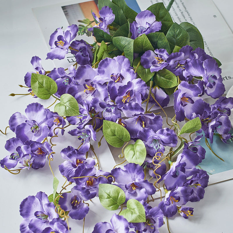 2 Pcs Artificial Hibiscus Weeping Hanging Flowers UV Resistant for Outdoors