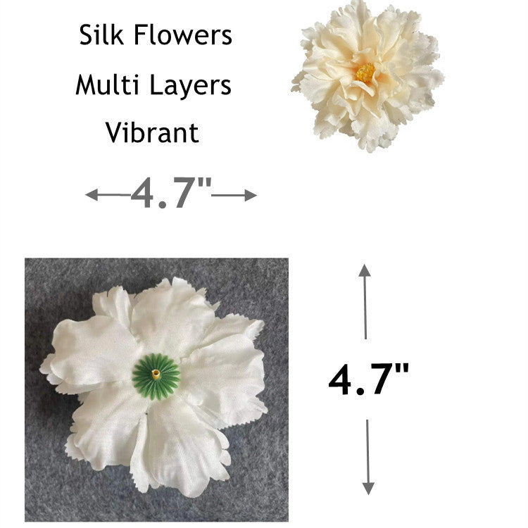 50 Pcs Artificial Hibiscus Flower Heads for Crafts Bulk Faux Silk Floral Supplies