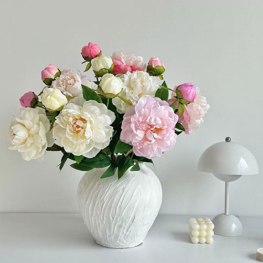 High-Quality 2-Head Pink Peony Artificial Flower - 26.8" Faux Floral Stem for Living Room & Dining Table Decor