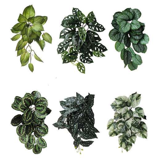 10 Pcs Artificial Trailing Hosta Bush Plants 12 Inch Lifelike Hanging Green Foliage