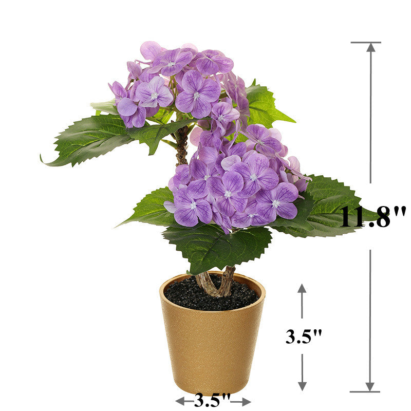 11 Inch Artificial Hydrangea Potted Plant, Bulk Wholesale, Silk Flowers