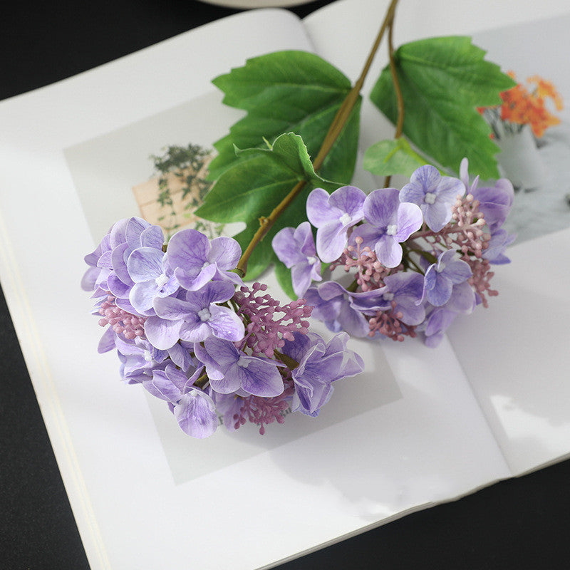 2 Pcs 18.8 Inch Artificial Hydrangea Stems with Fruits Real Touch Silk Flowers