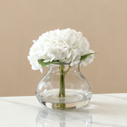 Artificial Hydrangea Arrangement 12 Inch Real Touch Bulk 1 Vase with Clear Faux Water