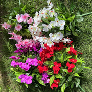 24 Stems Large Artificial Impatiens Bush UV Resistant Outdoor Silk Flowers