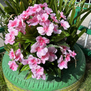 24 Stems Large Artificial Impatiens Bush UV Resistant Outdoor Silk Flowers
