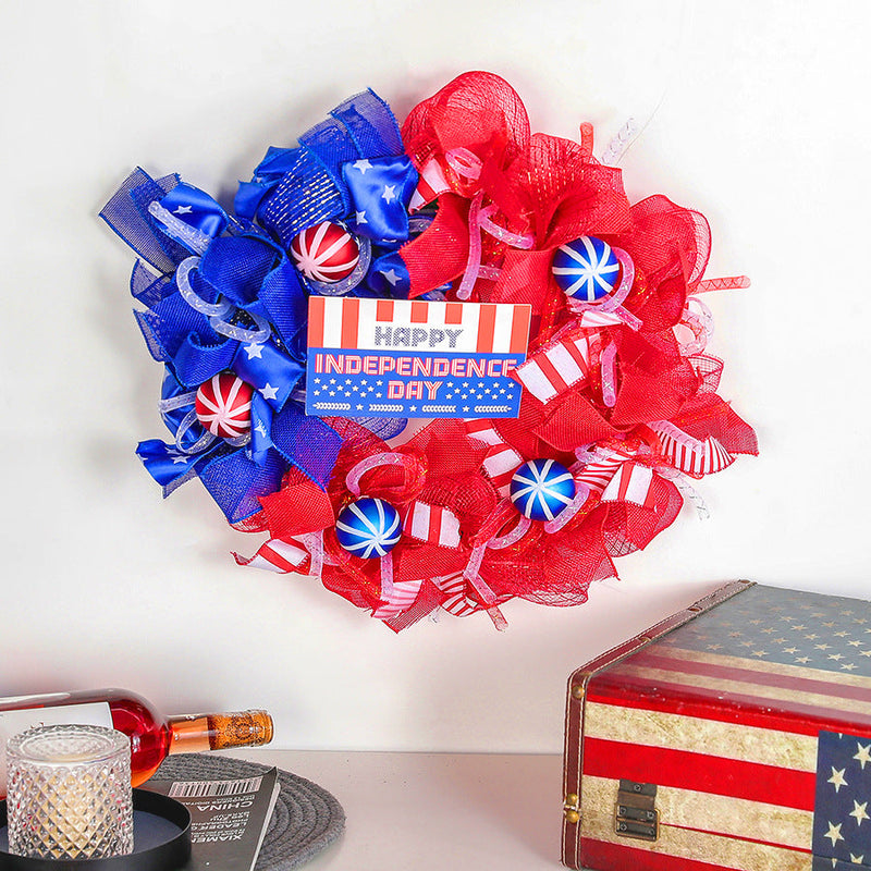 Independence Day Decoration Wreath 12 Inch 4th of July Memorial Day Artificial Flower Wreath Bulk Quantity