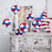 6 Pcs 3 Inch Artificial Hanging Rose Flower Balls Patriotic USA Independence Day Memorial Day Decor