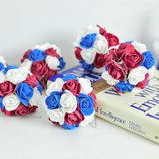 6 Pcs 3 Inch Artificial Hanging Rose Flower Balls Patriotic USA Independence Day Memorial Day Decor