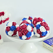6 Pcs 3 Inch Artificial Hanging Rose Flower Balls Patriotic USA Independence Day Memorial Day Decor