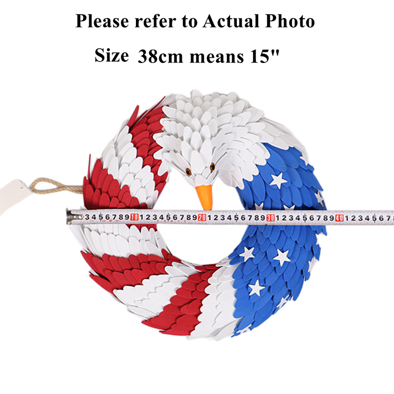 15 Inch Artificial Eagle Wreath 1 Pc Independence Day Decorative Outdoor Door Decor