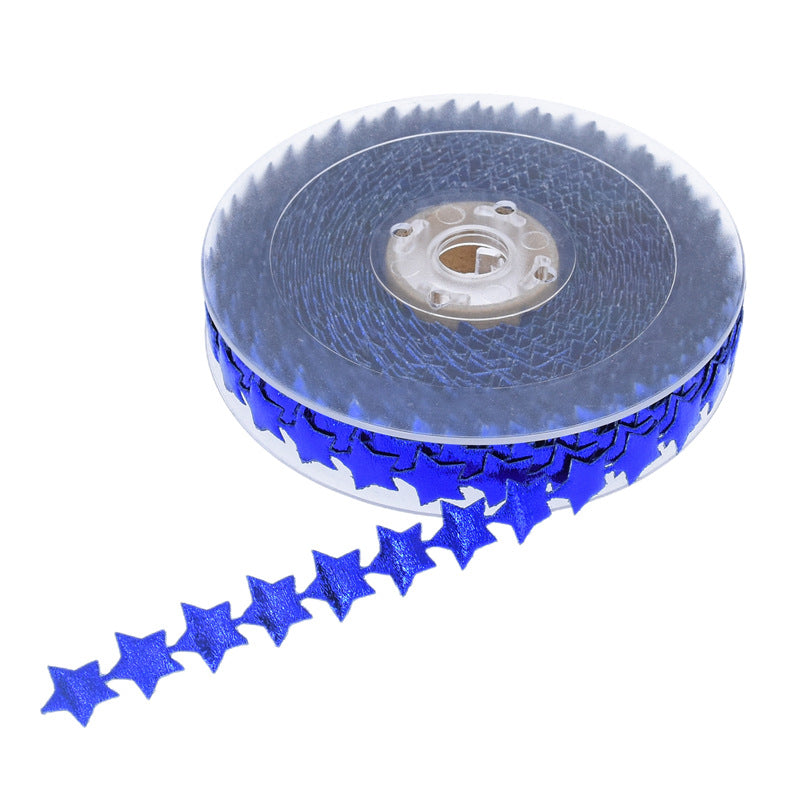 49 Ft Burlap Ribbon Blue Red American Stars for Gift Wrapping Bulk