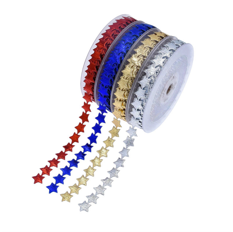 49 Ft Burlap Ribbon Blue Red American Stars for Gift Wrapping Bulk
