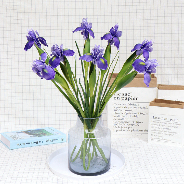 23 Inch Artificial Iris Stems 10 Pcs Real Touch Silk Flowers Bulk Wholesale