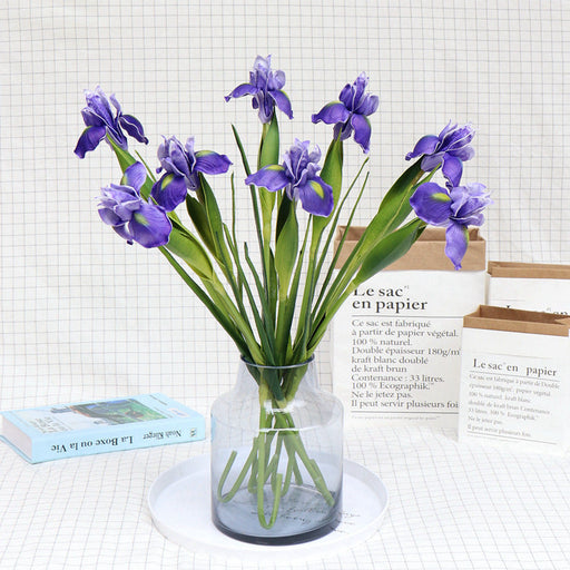 23 Inch Artificial Iris Stems 10 Pcs Real Touch Silk Flowers Bulk Wholesale