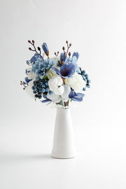 White Ceramic Vase 7 Inch Irregular Bottle Mouth Design