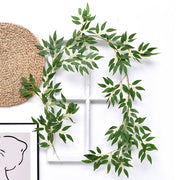 Italian Ruscus Artificial Silk Greenery Garland, Real Touch Willow Leaf, Bulk Quantity