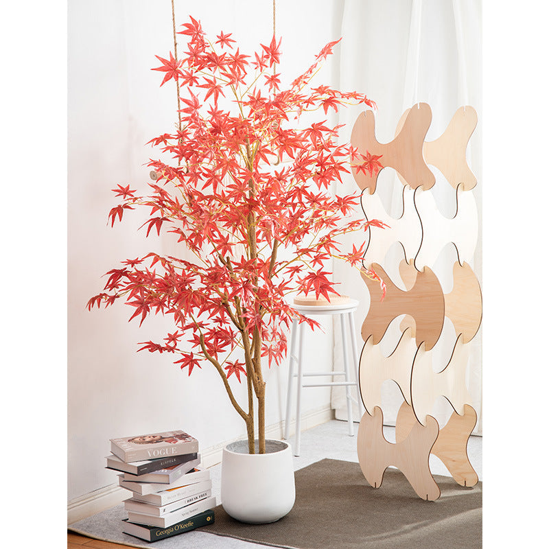 Artificial Japanese Maple Silk Tree 36 Inch Fall Colors Lifelike Plant with Basket Decoration Bulk Wholesale