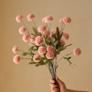 26 Inch Faux Kiku Flower Stems Pom Pom Balls 6 Pcs Artificial Silk Floral Arrangements for Room Decor Centerpieces