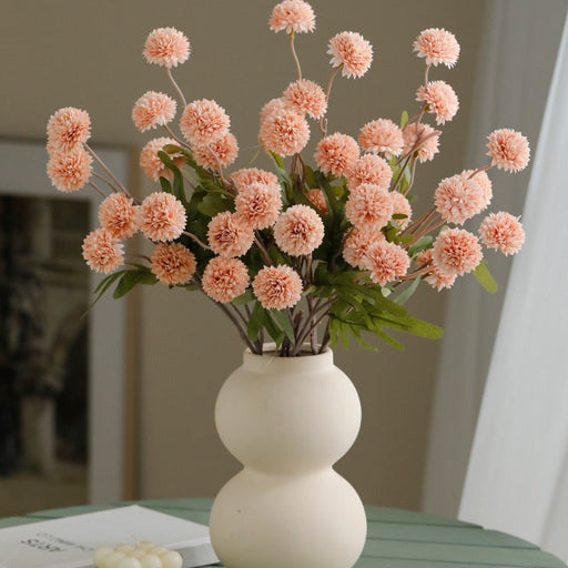 26 Inch Faux Kiku Flower Stems Pom Pom Balls 6 Pcs Artificial Silk Floral Arrangements for Room Decor Centerpieces
