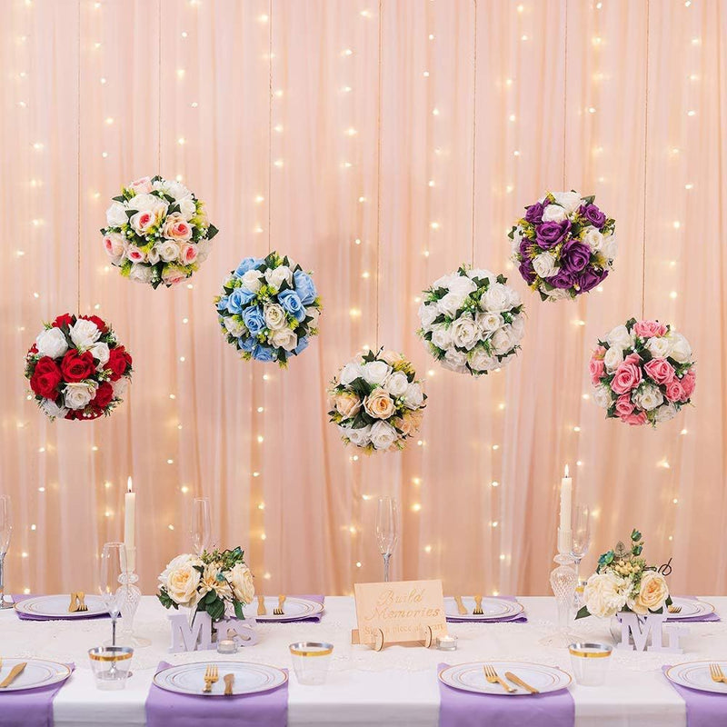 10 Pcs Artificial Fabric Rose Flower Balls Bulk Kissing Ball Decorations