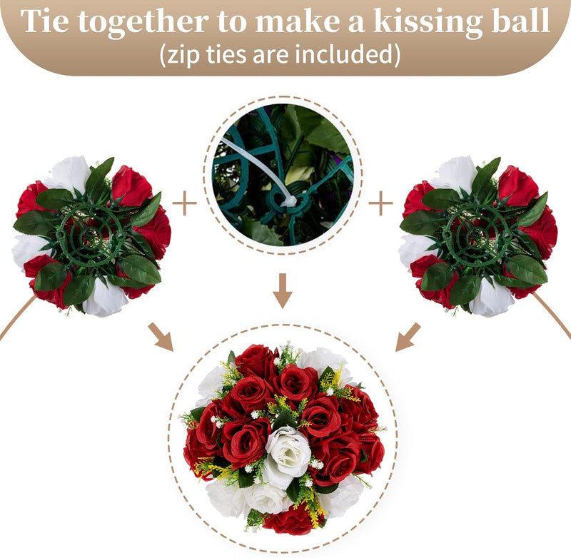 10 Pcs Artificial Fabric Rose Flower Balls Bulk Kissing Ball Decorations