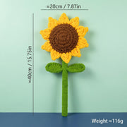 Sunflower Artificial Flower Stems 6 Pcs Hand-Knitted Yellow 12 Inch Decorative Stems