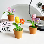 Artificial Flower Bonsai 10 Pcs Handmade Bulk Knitting Crochet Craft Decorations