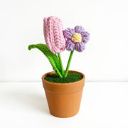 Artificial Flower Bonsai 10 Pcs Handmade Bulk Knitting Crochet Craft Decorations