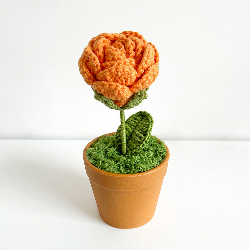 Artificial Flower Bonsai 10 Pcs Handmade Bulk Knitting Crochet Craft Decorations