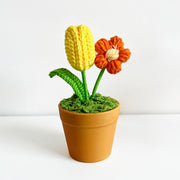 Artificial Flower Bonsai 10 Pcs Handmade Bulk Knitting Crochet Craft Decorations