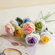 10 Pcs Artificial Peony Crochet Flowers for Vase Arrangements Home Office Decor Bulk Set
