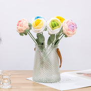 10 Pcs Artificial Peony Crochet Flowers for Vase Arrangements Home Office Decor Bulk Set