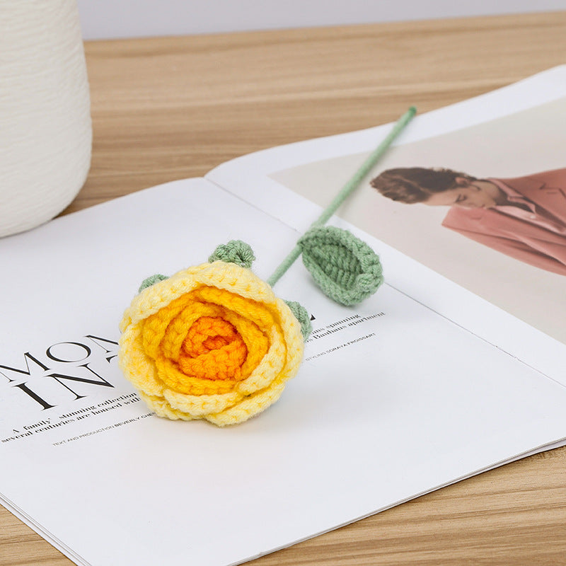 10 Pcs Artificial Peony Crochet Flowers for Vase Arrangements Home Office Decor Bulk Set