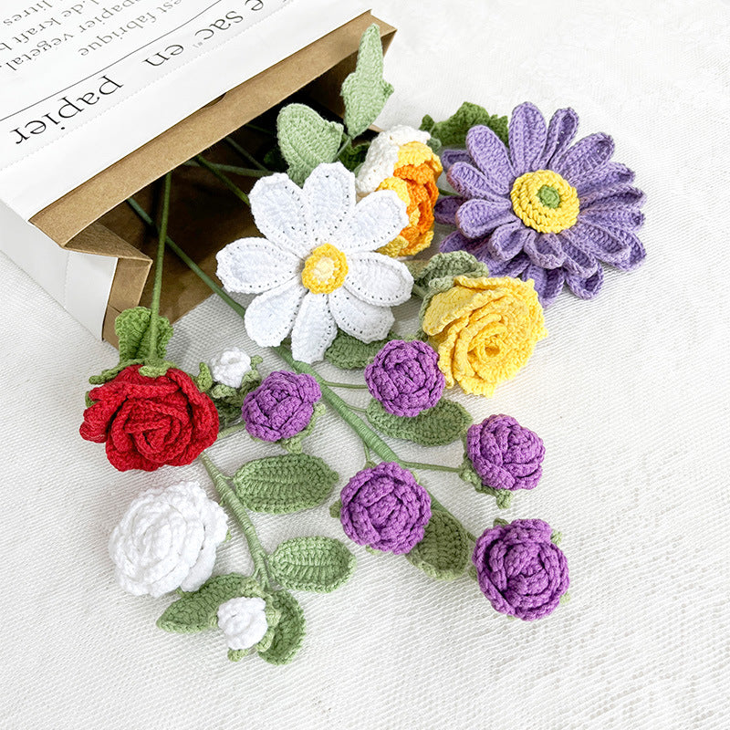 Artificial Flower Bulk Pack 10 Pcs Handmade Knitting Crochet Craft Supplies
