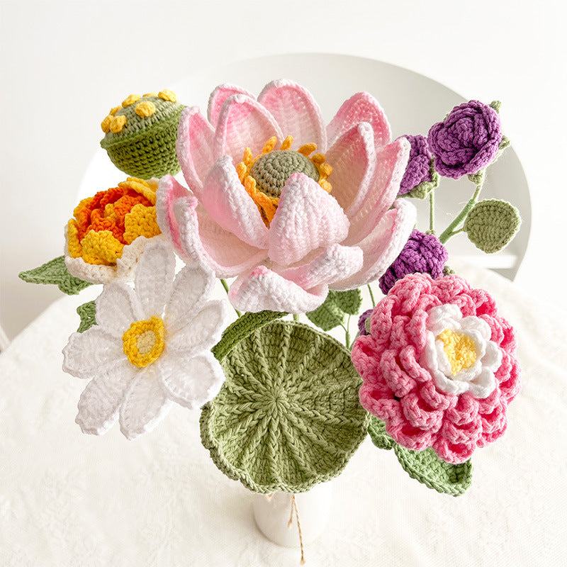 Artificial Flower Bulk Pack 10 Pcs Handmade Knitting Crochet Craft Supplies
