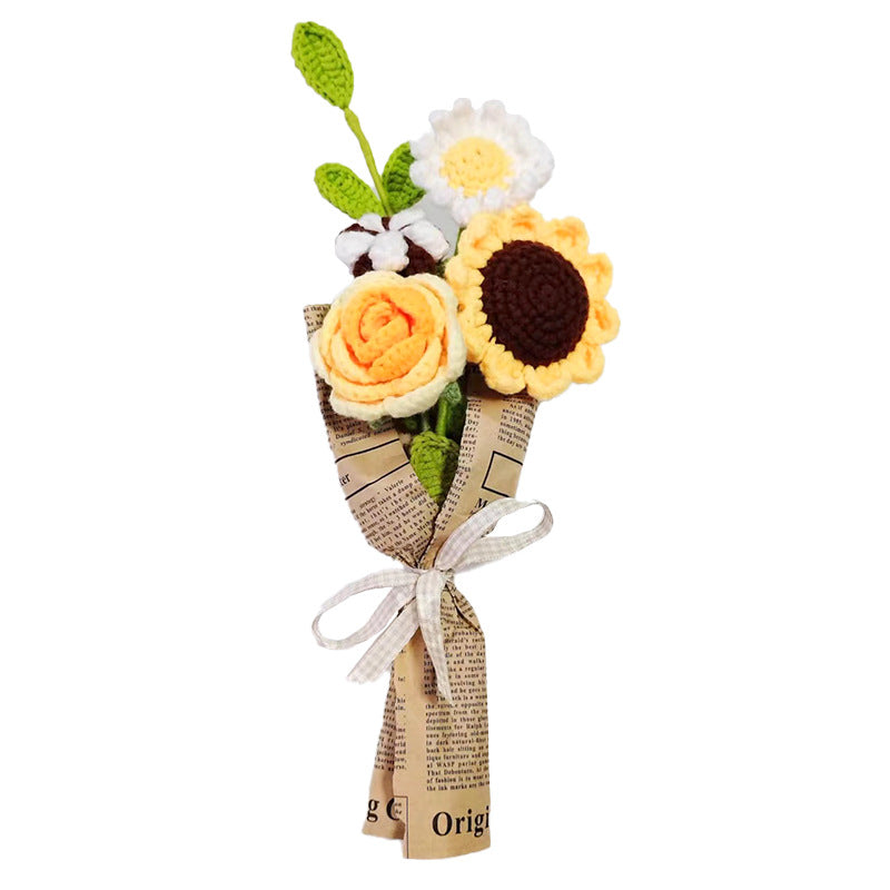 Handmade Crochet Knitting Flower Boutonniere Bouquet, Bulk Wedding Pocket Flowers