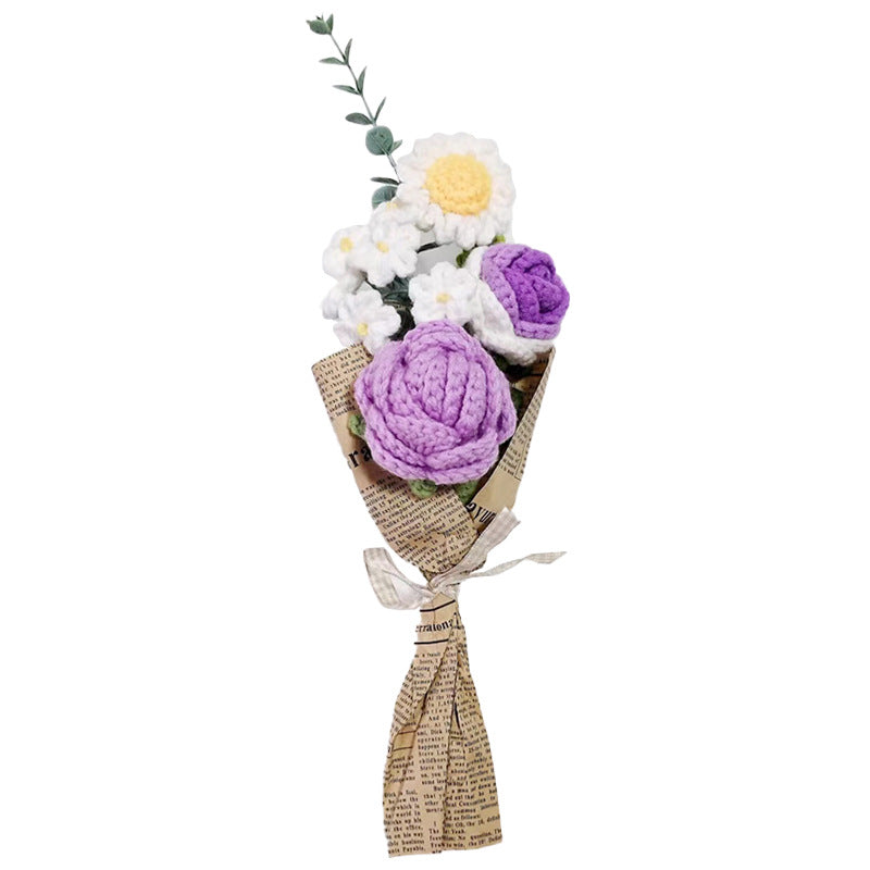Handmade Crochet Knitting Flower Boutonniere Bouquet, Bulk Wedding Pocket Flowers