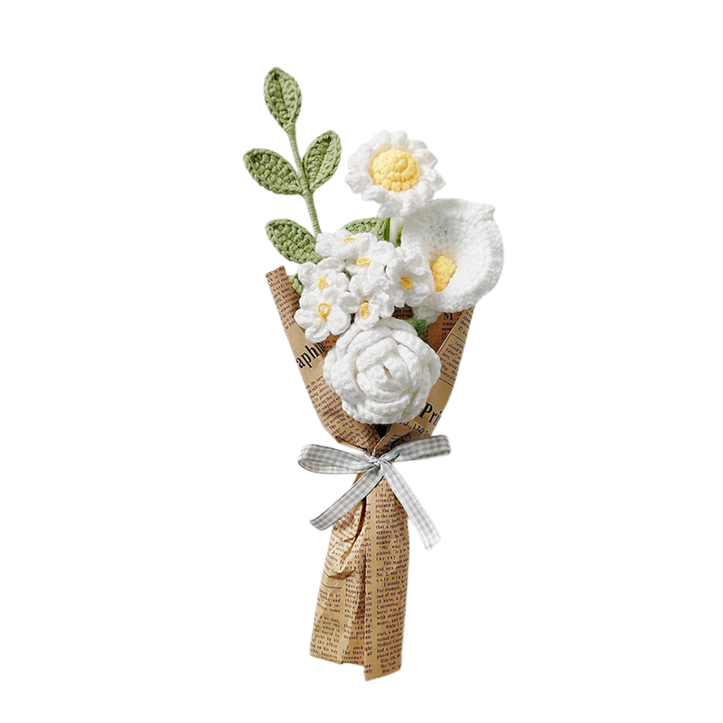 Handmade Crochet Knitting Flower Boutonniere Bouquet, Bulk Wedding Pocket Flowers