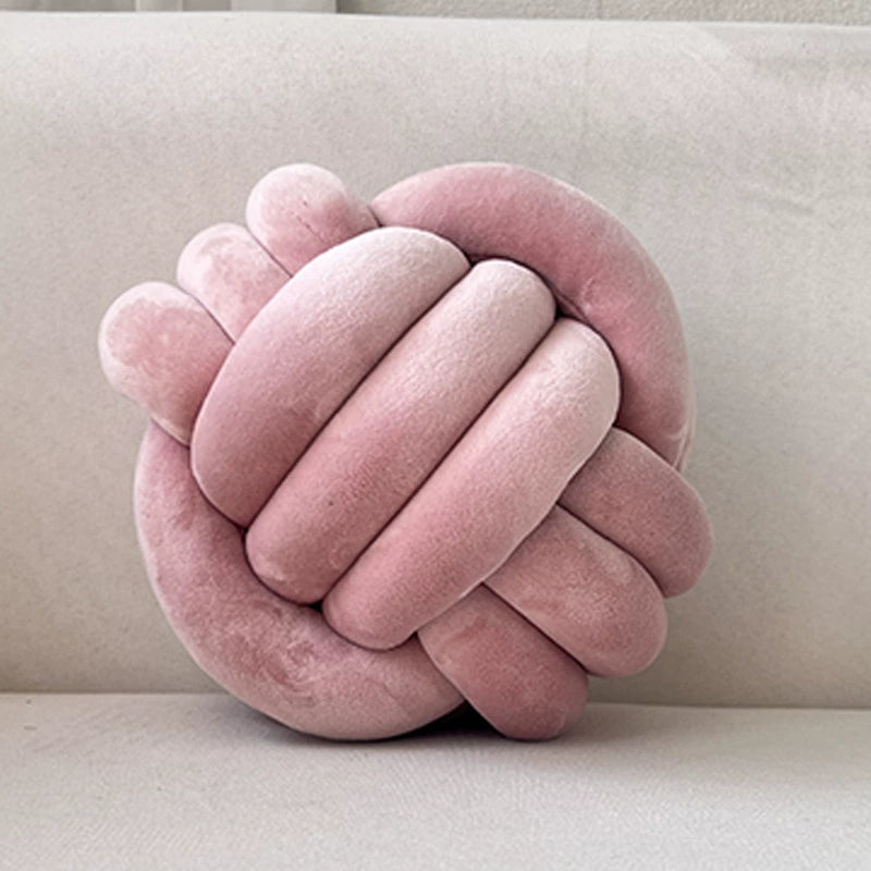 Knot Ball Pillow, 11 Inch Hand-Woven Decorative Throw Pillow for Kids Room, Living Room & Bedroom