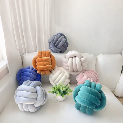 Knot Ball Pillow, 11 Inch Hand-Woven Decorative Throw Pillow for Kids Room, Living Room & Bedroom