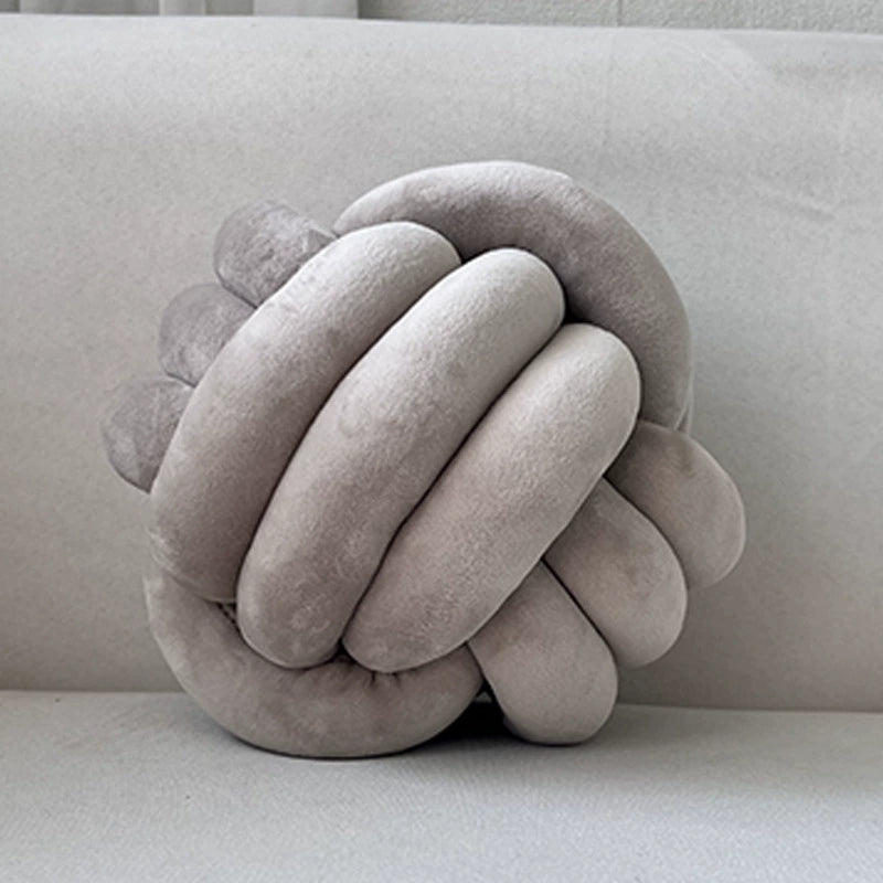 Knot Ball Pillow, 11 Inch Hand-Woven Decorative Throw Pillow for Kids Room, Living Room & Bedroom