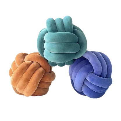 Knot Ball Pillow, 11 Inch Hand-Woven Decorative Throw Pillow for Kids Room, Living Room & Bedroom
