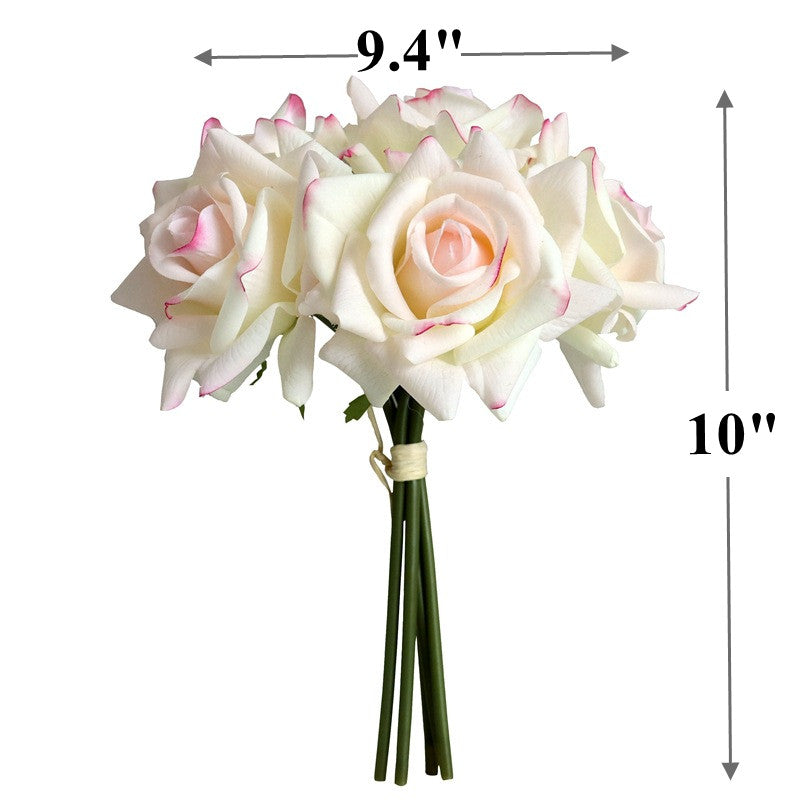 10 Inch Artificial Silk Rose Bouquet, 10 Stems Real Touch Bulk Flowers for Every Occasion