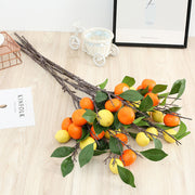 34 Inch Artificial Lemon and Kumquat Fruit Branch Stems, 10 Pcs Silk Lemon Stems