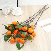 34 Inch Artificial Lemon and Kumquat Fruit Branch Stems, 10 Pcs Silk Lemon Stems