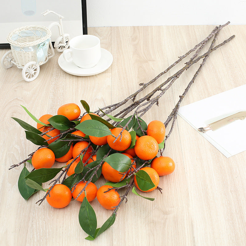 34 Inch Artificial Lemon and Kumquat Fruit Branch Stems, 10 Pcs Silk Lemon Stems
