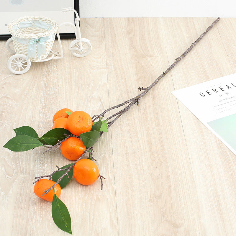 34 Inch Artificial Lemon and Kumquat Fruit Branch Stems, 10 Pcs Silk Lemon Stems