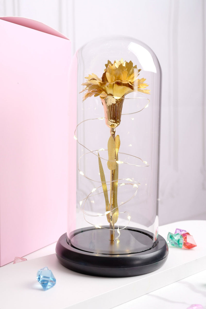 Artificial Silk Carnation Flowers with LED Light in Gift Box, Colorful Mother's Day Decoration